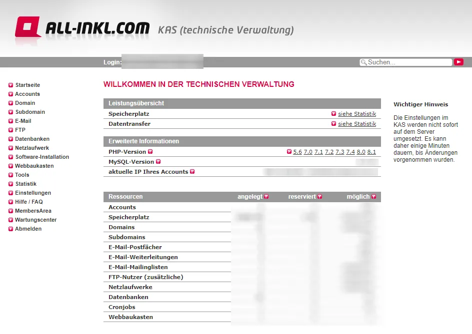 All-Inkl KundenAdministrationsSystem