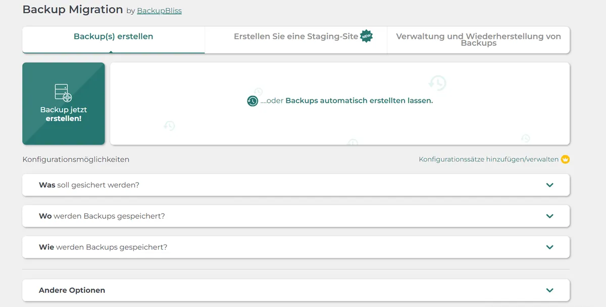 Backup erstellen mit dem WordPress-Plugin Backup Migration.