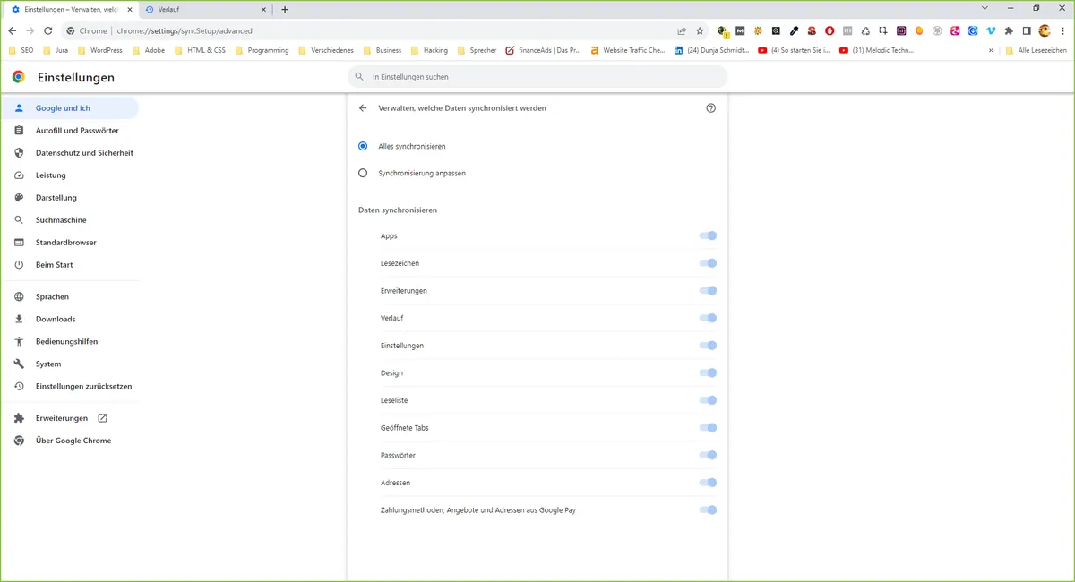 Chrome: Geräteübergreifende Synchronisierung auf PC aktivieren.