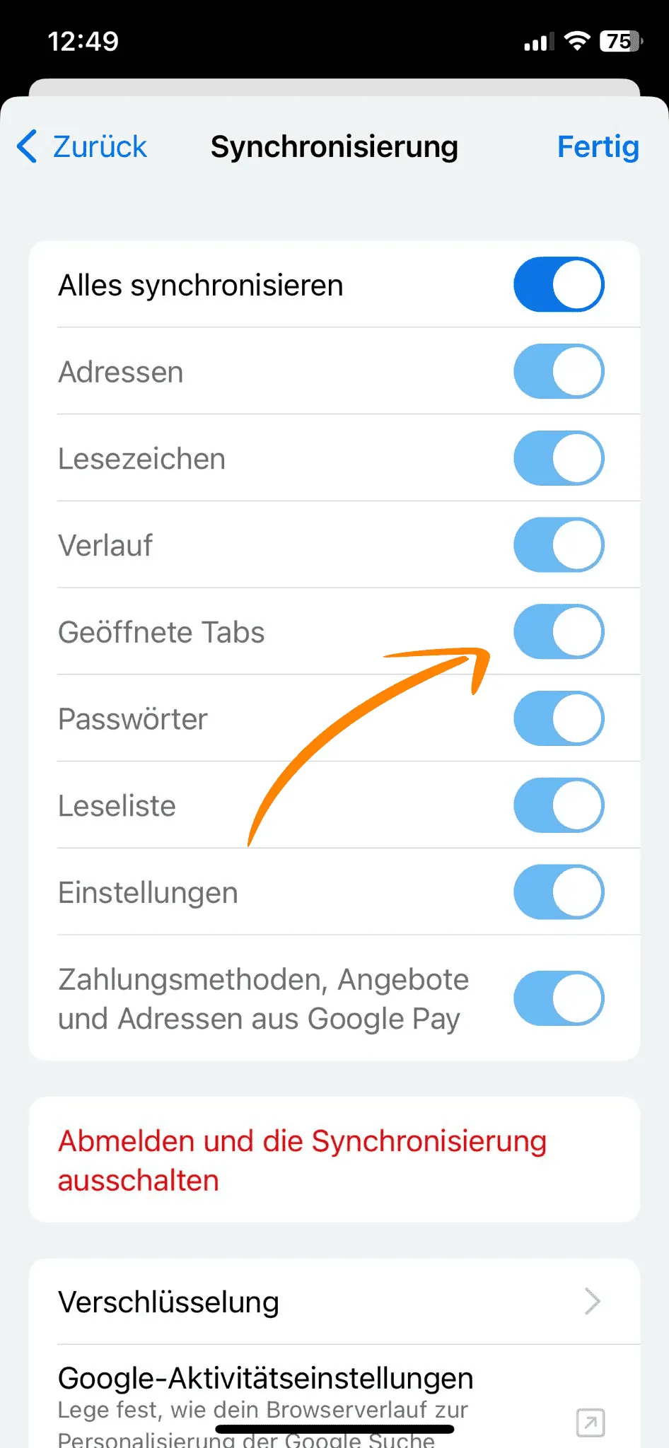 Google Chrome: Geräteübergreifende Synchronisierung aktivieren