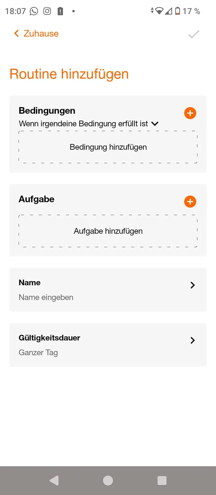 In der LEDVANCE SMART+ App können Sie Routinen einrichten, dass bestimmte Aktionen ausgeführt werden, wenn bestimmte Dinge eintreten. Z.B. dass das Licht beim Verlassen des Hauses ausgeht.