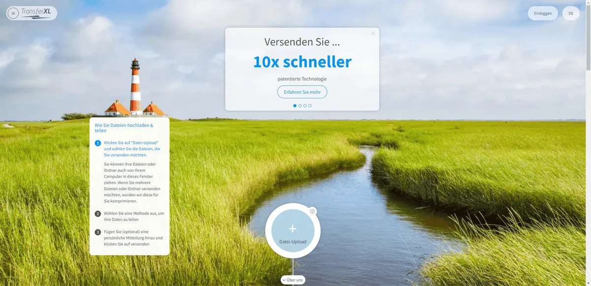 Mit TransferXL Dateien mit einer Dateigröße von bis zu 100GB versenden.