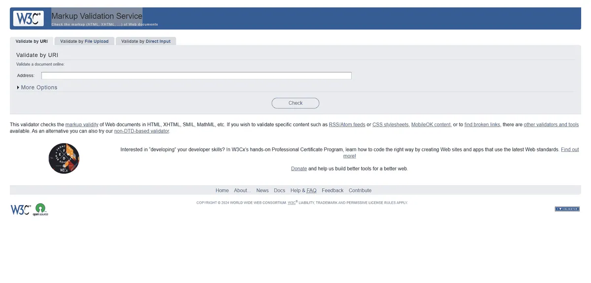 Der W3C Markup Validation Service vom W3C Consortium.