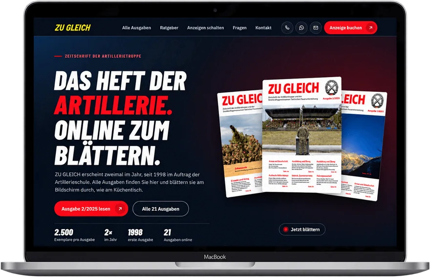 Website von ZU GLEICH auf einem Laptop