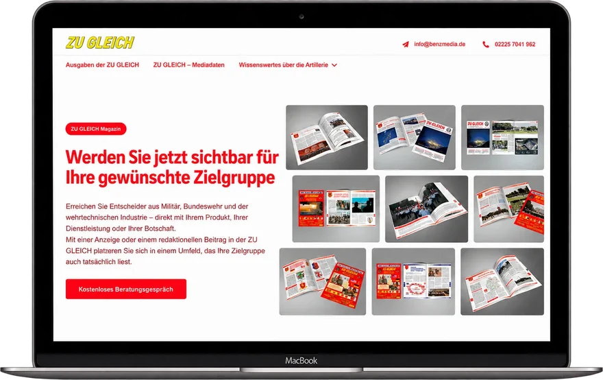 Website von ZU GLEICH auf einem Laptop