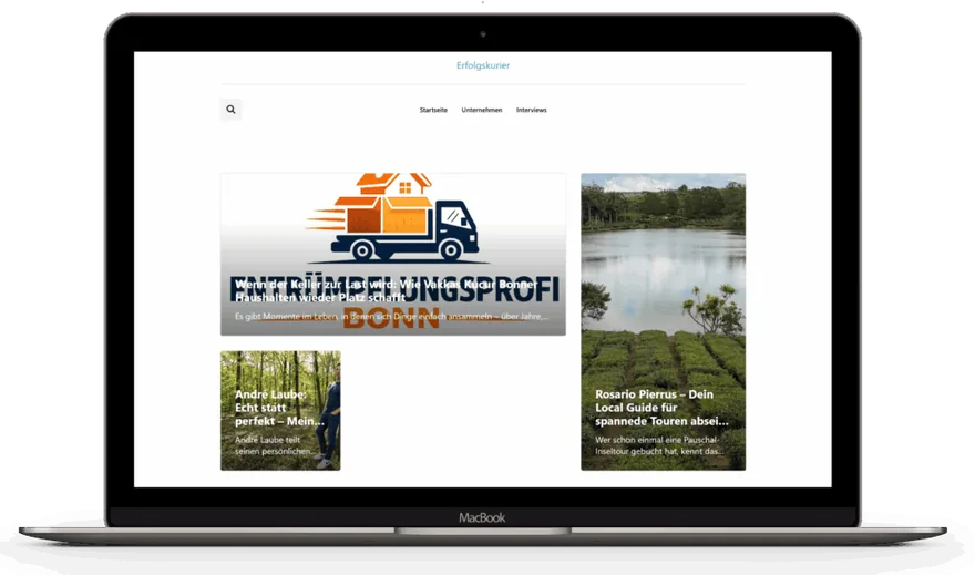 Website von Erfolgskurier auf einem Laptop