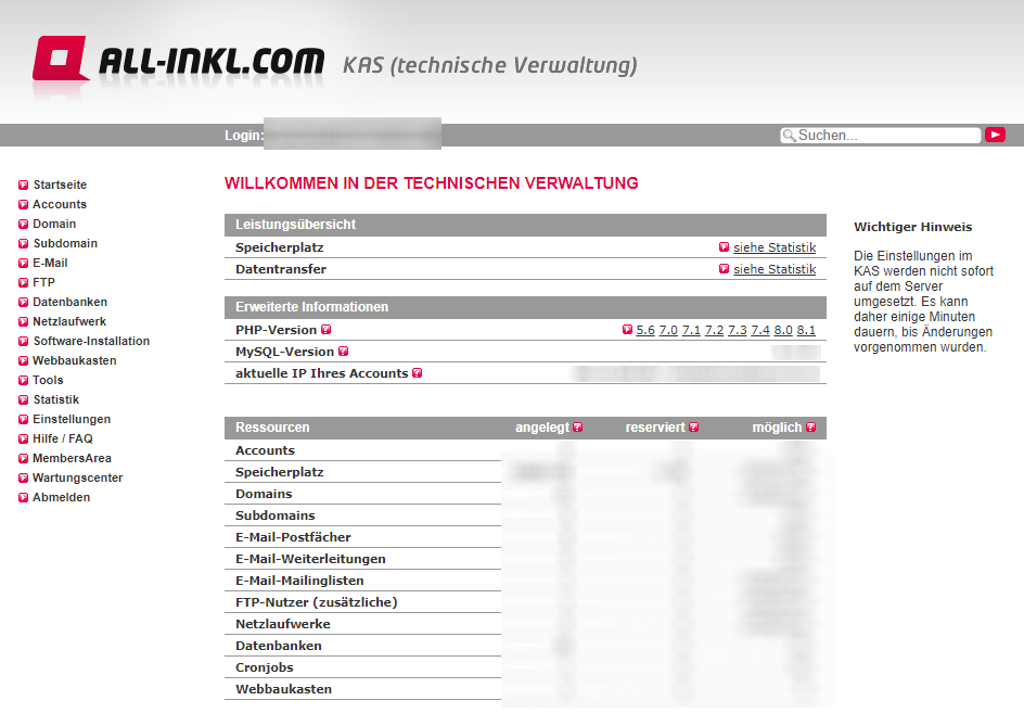 All-Inkl KundenAdministrationsSystem