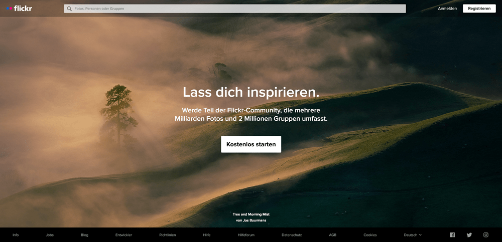 Die Startseite von flickr