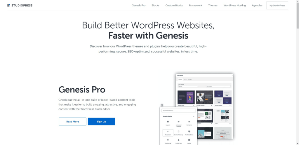 Der Genesis Website Builder von Studiopress.