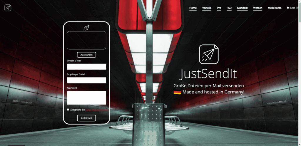Mit dem File-Transfer Anbieter JustSendIt aus Deutschland bis zu 5GB kostenlos versenden.