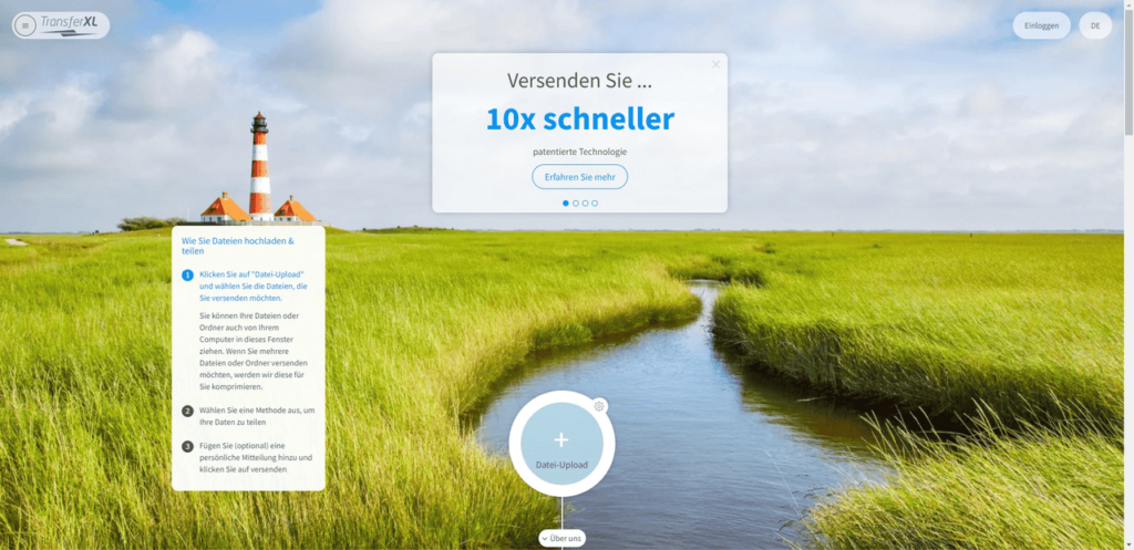 Mit TransferXL Dateien mit einer Dateigröße von bis zu 100GB versenden.