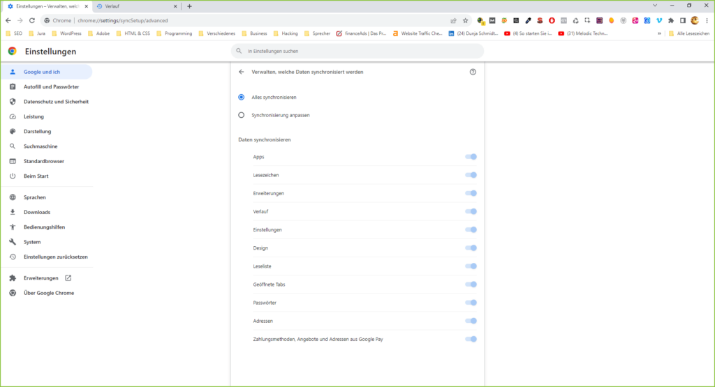 Chrome: Geräteübergreifende Synchronisierung auf PC aktivieren.