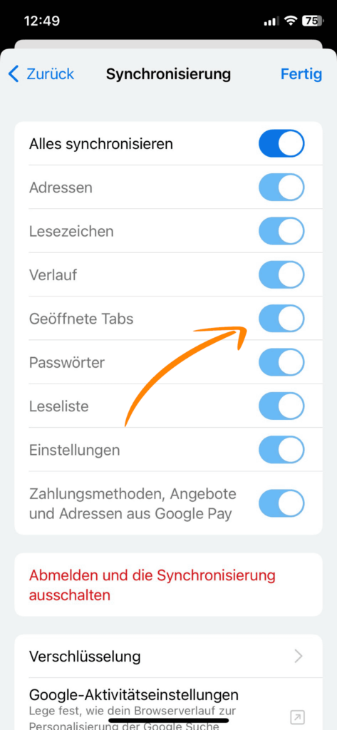 Google Chrome: Geräteübergreifende Synchronisierung aktivieren