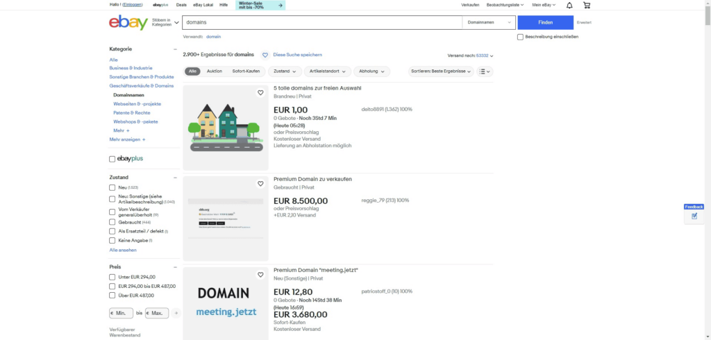 Domainkauf auf ebay.