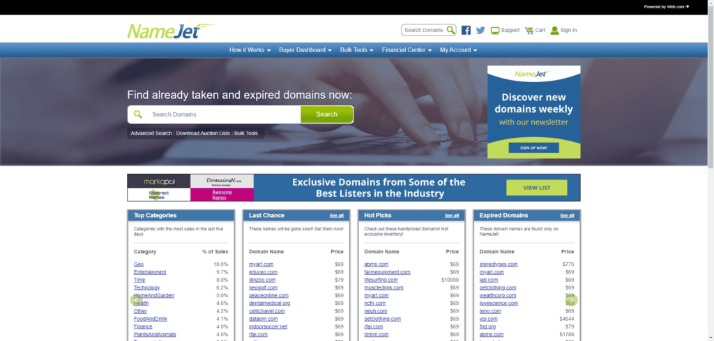 Auf NameJet internationale Domains kaufen und verkaufen.