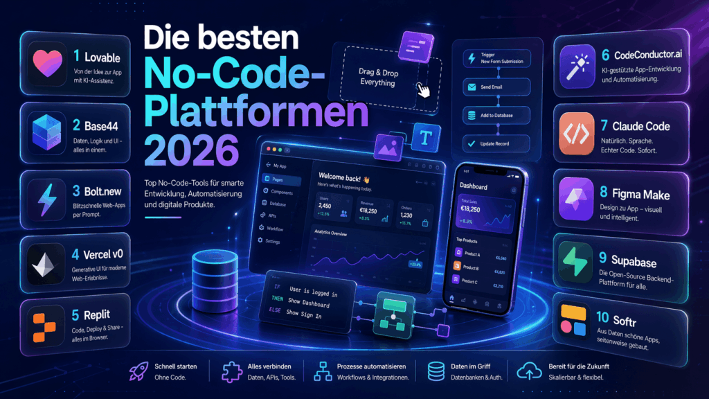 Die 10 besten No-Code-Plattformen für 2026 im Vergleich